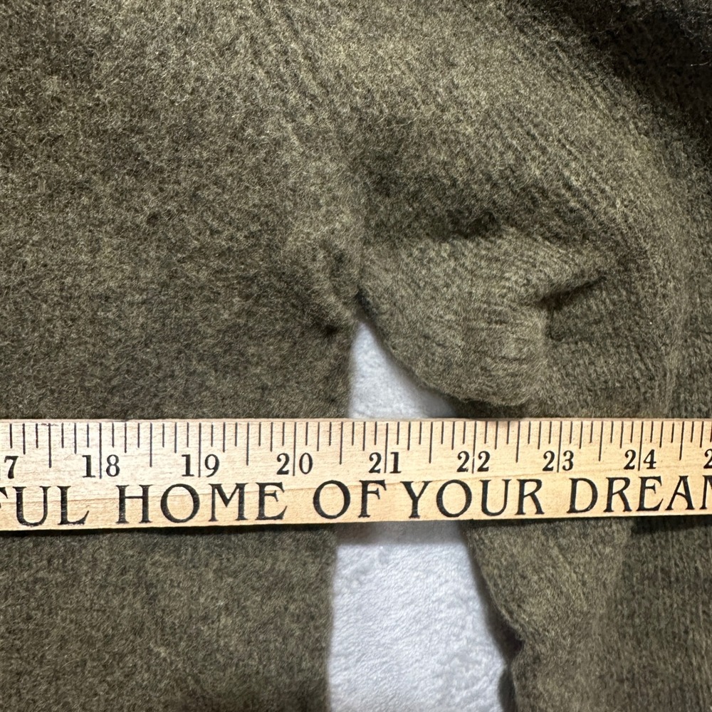 J.Crew Mens Medium 100%Boiled Wool Crewneck Sweater Olive Green Raglan Sleeve - Picture 4 of 5